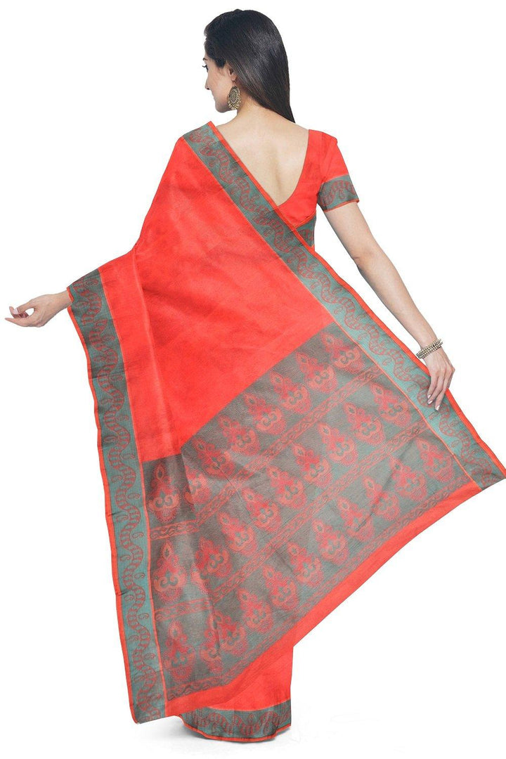 Coimbatore Cotton Emboss Saree - Rose - {{ collection.title }} by Prashanti Sarees