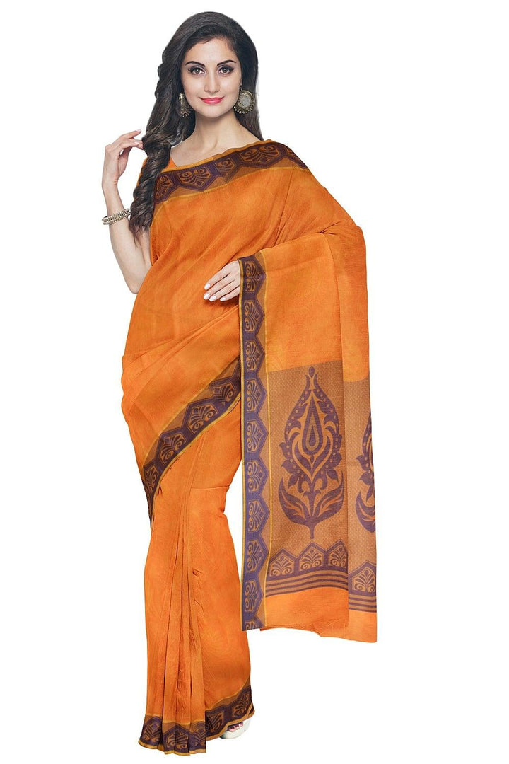 Coimbatore Cotton Emboss Saree - Yellow - {{ collection.title }} by Prashanti Sarees