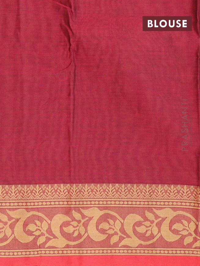 Dhakai cotton saree mustard green and maroon with thread woven buttas and thread woven border - {{ collection.title }} by Prashanti Sarees
