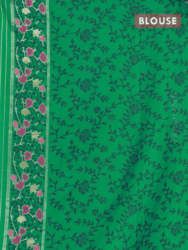 Dola silk Saree green with allover floral paithani weaves and floal paithani border - {{ collection.title }} by Prashanti Sarees