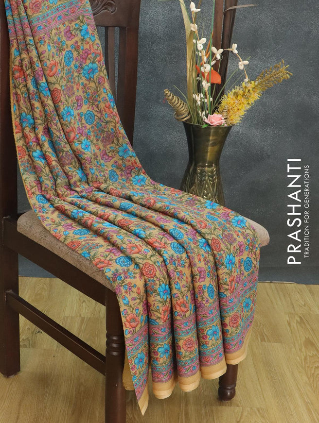 Pure chiffon saree sandal with allover floral prints and printed border - {{ collection.title }} by Prashanti Sarees
