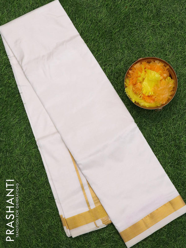 Pure silk dhoti 8 x 4 off white with small zari woven border - {{ collection.title }} by Prashanti Sarees