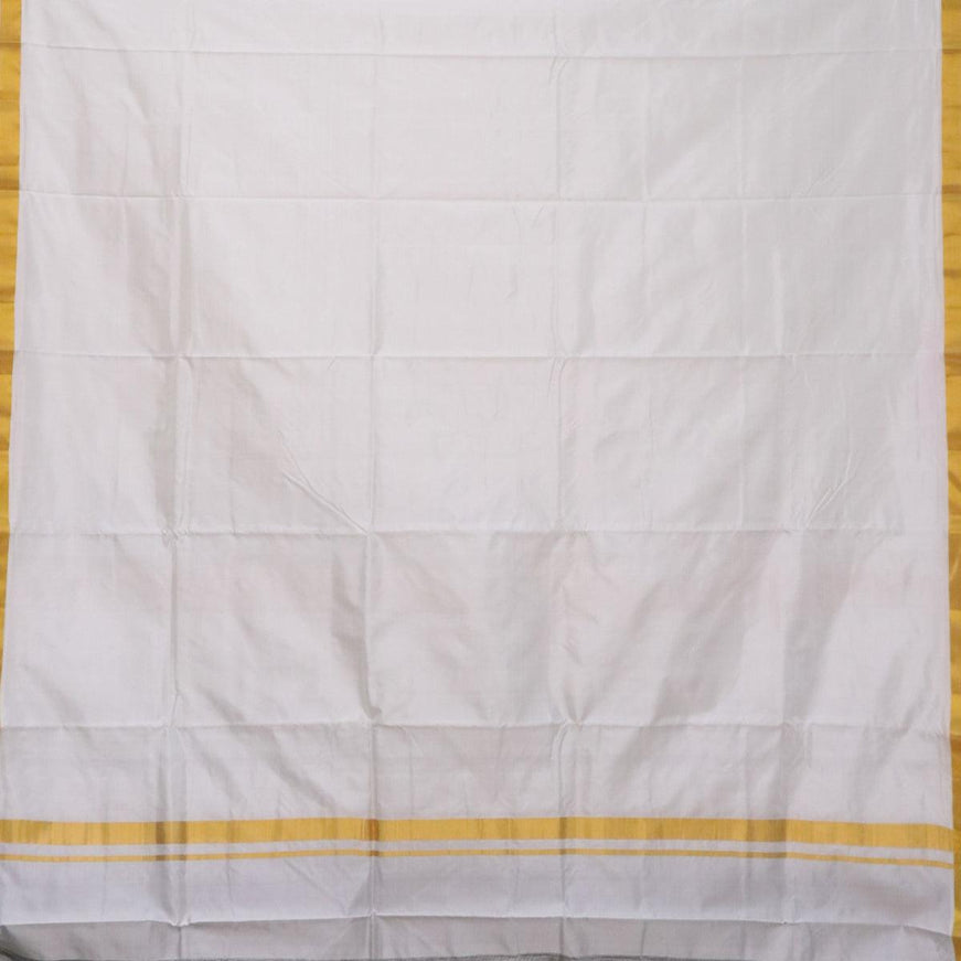 Pure silk dhoti 8 x 4 off white with small zari woven border - {{ collection.title }} by Prashanti Sarees