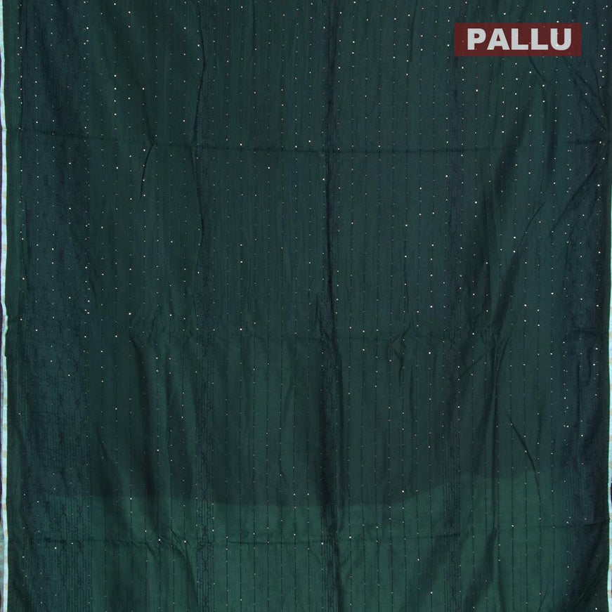 Semi chanderi saree dark green and light blue with sequin work - {{ collection.title }} by Prashanti Sarees