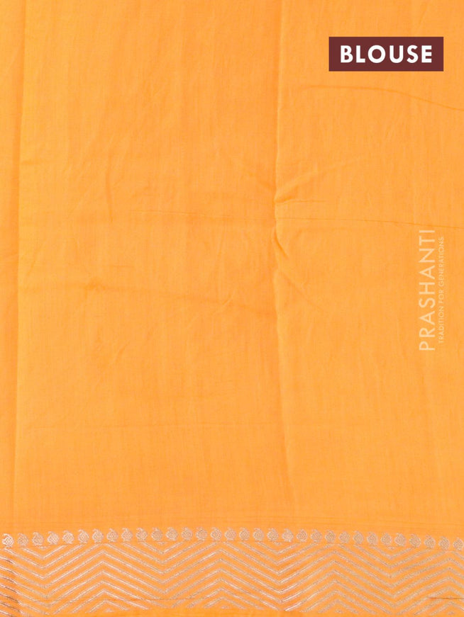 Semi chanderi saree orange with allover tie & dye butta prints and zari woven border - {{ collection.title }} by Prashanti Sarees