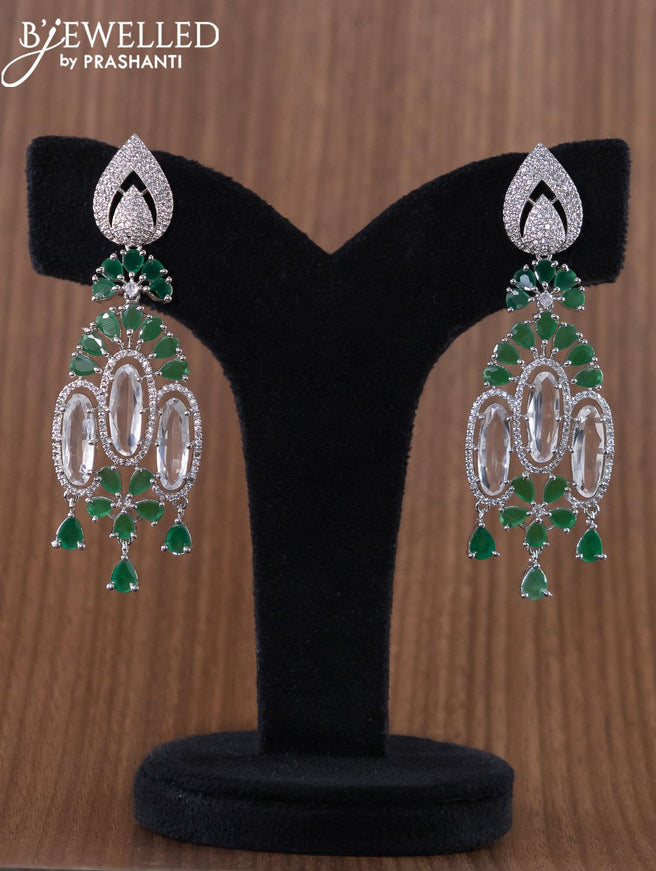 Zircon earrings with emerald and cz stones - {{ collection.title }} by Prashanti Sarees