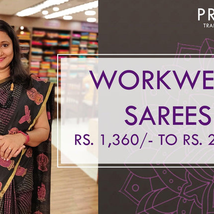 Workwear Sarees | Semi Raw & Semi Linen Sarees - Prashanti Sarees