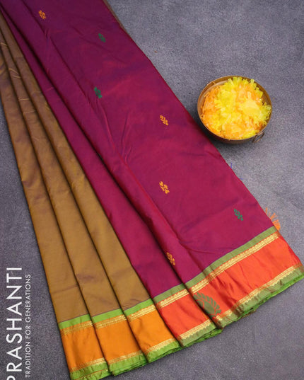10 yards arani silk saree dark mustard and mustard yellow with thread woven buttas and thread woven butta border without blouse - {{ collection.title }} by Prashanti Sarees