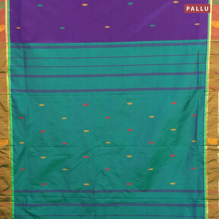 10 yards arani silk saree deep violet and mustard shade with thread woven buttas and thread woven butta border without blouse - {{ collection.title }} by Prashanti Sarees