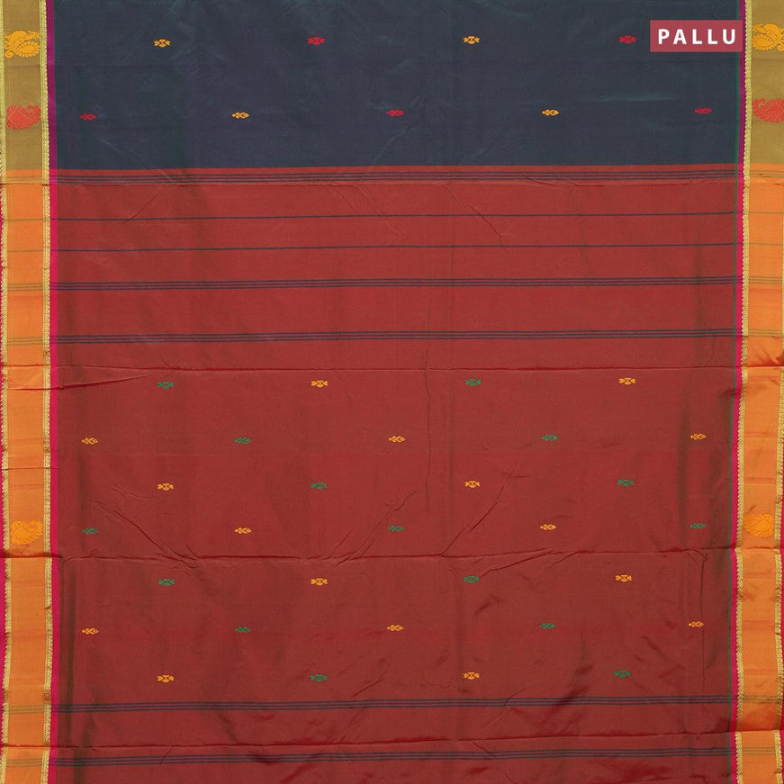 10 yards arani silk saree dual shade of bluish green and purple with thread woven buttas and thread woven butta border without blouse - {{ collection.title }} by Prashanti Sarees