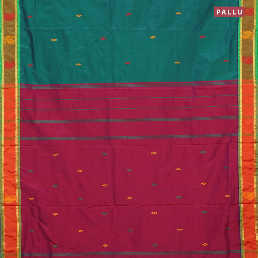 10 yards arani silk saree dual shade of green and mustard yellow with thread woven buttas and thread woven butta border without blouse - {{ collection.title }} by Prashanti Sarees