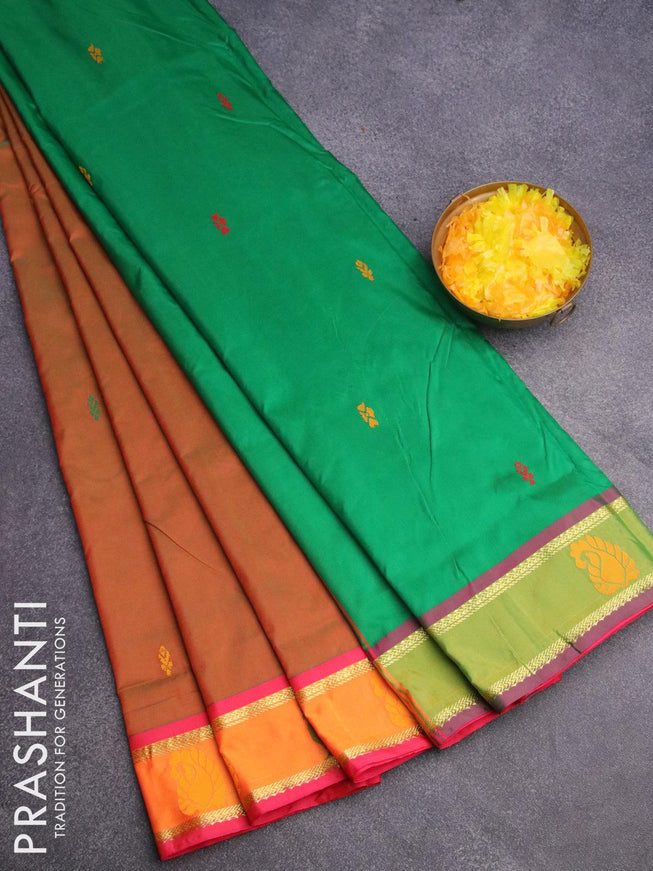 10 yards arani silk saree dual shade of orange and pink with thread woven buttas and thread woven butta border without blouse - {{ collection.title }} by Prashanti Sarees