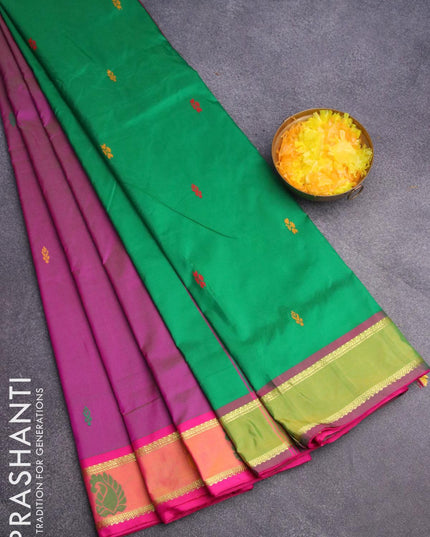 10 yards arani silk saree dual shade of purple and dual shade of yellow with thread woven buttas and thread woven butta border without blouse - {{ collection.title }} by Prashanti Sarees