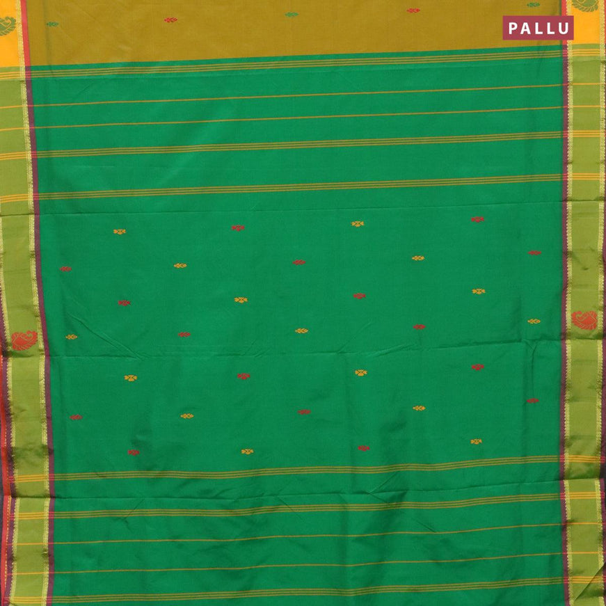 10 yards arani silk saree dual shade of yellowish green and yellow with thread woven buttas and thread woven butta border without blouse - {{ collection.title }} by Prashanti Sarees