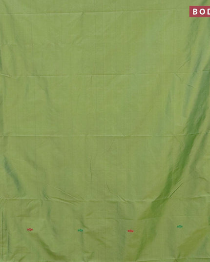 10 yards arani silk saree green shade and mustard yellow with thread woven buttas and thread woven butta border without blouse - {{ collection.title }} by Prashanti Sarees