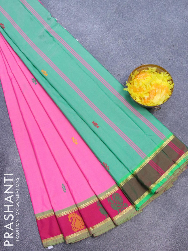 10 yards arani silk saree light pink and pink with thread woven buttas and thread woven butta border without blouse - {{ collection.title }} by Prashanti Sarees
