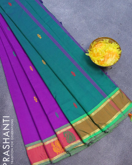 10 yards arani silk saree purple and dual shade of pinkish yellow with thread woven buttas and thread woven butta border without blouse - {{ collection.title }} by Prashanti Sarees