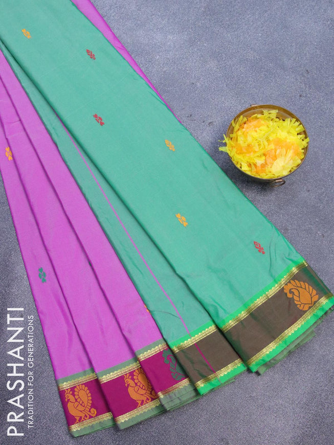 10 yards arani silk saree purple and magenta pink with thread woven buttas and thread woven butta border without blouse - {{ collection.title }} by Prashanti Sarees