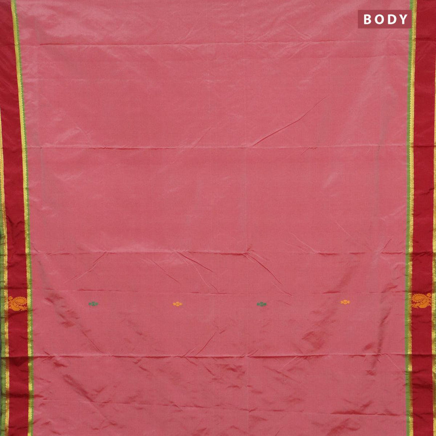10 yards arani silk saree red shade and maroon with thread woven buttas and thread woven butta border without blouse - {{ collection.title }} by Prashanti Sarees