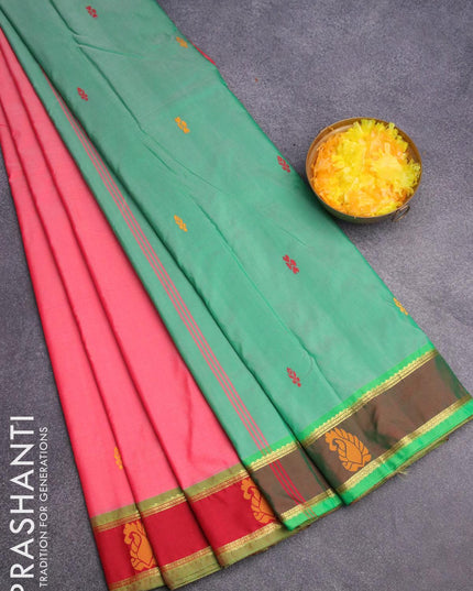 10 yards arani silk saree red shade with thread woven buttas and thread woven butta border without blouse - {{ collection.title }} by Prashanti Sarees