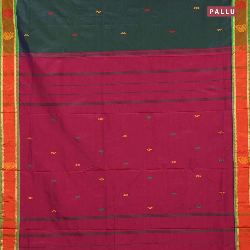 10 yards arani silk saree sap green and mustard yellow with thread woven buttas and thread woven butta border without blouse - {{ collection.title }} by Prashanti Sarees