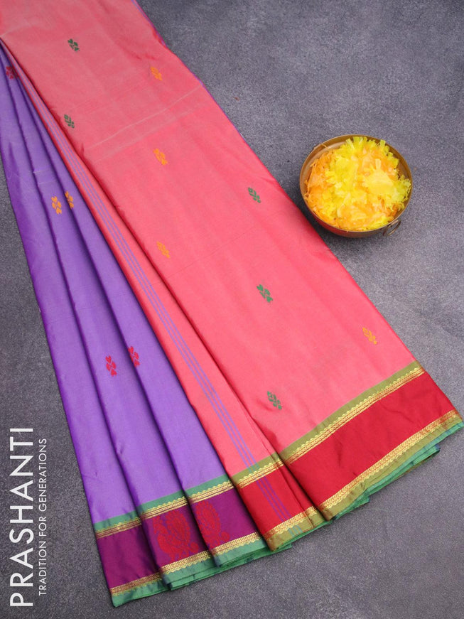 10 yards arani silk saree violet and dual shade of purple with thread woven buttas and thread woven butta border without blouse - {{ collection.title }} by Prashanti Sarees