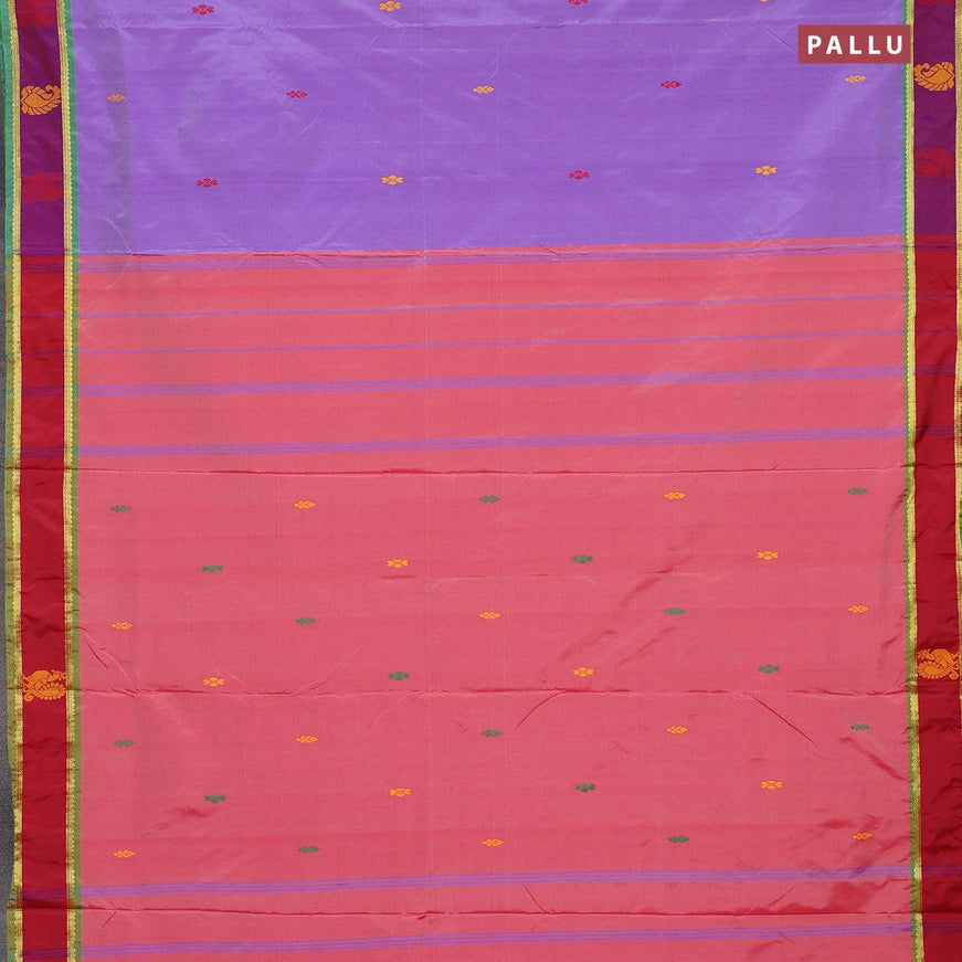 10 yards arani silk saree violet and dual shade of purple with thread woven buttas and thread woven butta border without blouse - {{ collection.title }} by Prashanti Sarees