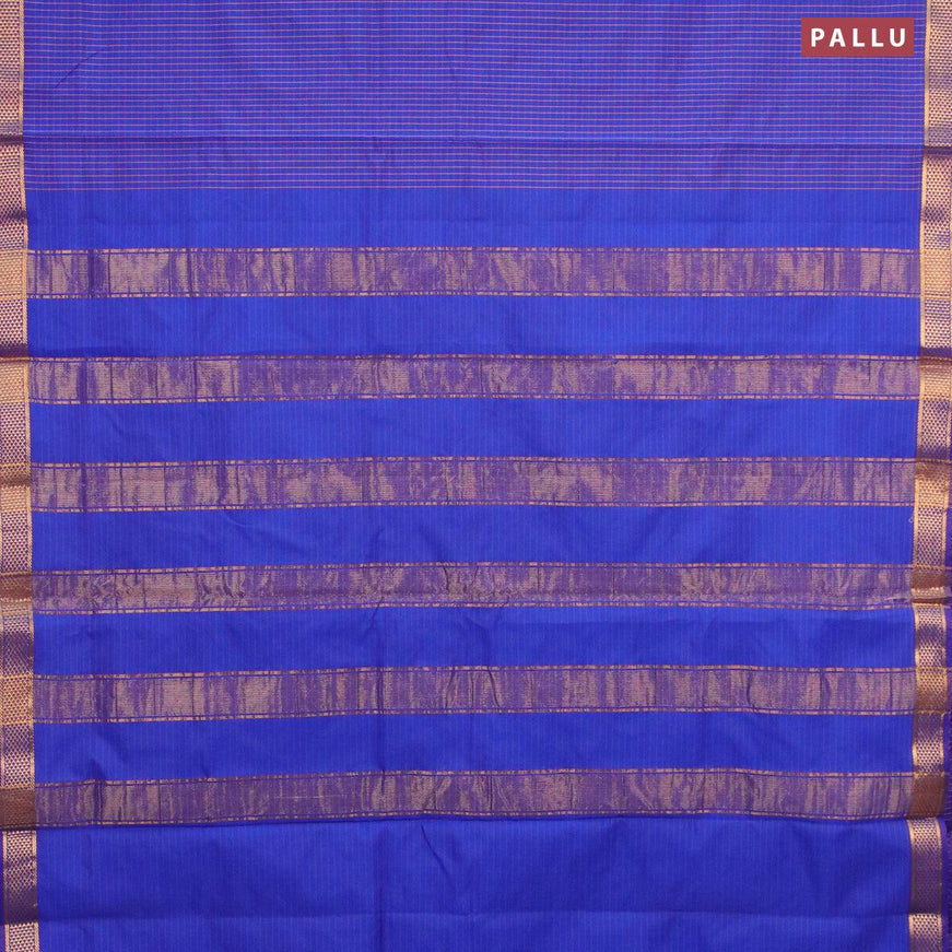 10 yards roopam silk saree blue with allover checked pattern and zari woven border without blouse - {{ collection.title }} by Prashanti Sarees