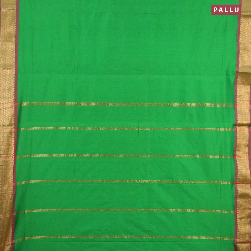 10 yards roopam silk saree green and dual shade of pink with plain body and zari woven border without blouse - {{ collection.title }} by Prashanti Sarees