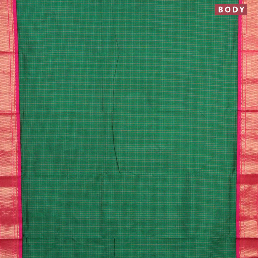 10 yards roopam silk saree green and pink with allover checked pattern and zari woven border without blouse - {{ collection.title }} by Prashanti Sarees