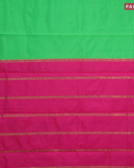 10 yards roopam silk saree green and pink with plain body and zari woven border without blouse - {{ collection.title }} by Prashanti Sarees