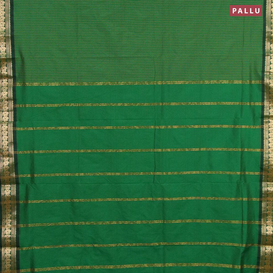 10 yards roopam silk saree green with allover checked pattern and annam zari woven border without blouse - {{ collection.title }} by Prashanti Sarees