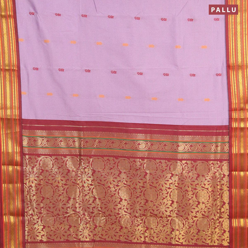 10 yards roopam silk saree lavender shade and maroon with thread woven buttas and zari woven border without blouse - {{ collection.title }} by Prashanti Sarees