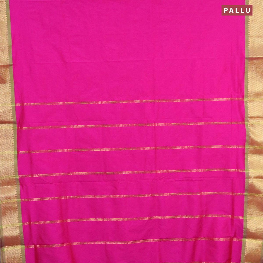 10 yards roopam silk saree magenta pink and dual shade of green with plain body and zari woven border without blouse - {{ collection.title }} by Prashanti Sarees