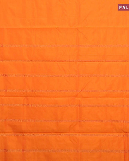 10 yards roopam silk saree orange and dual shade of pinkish orange with plain body and zari woven border without blouse - {{ collection.title }} by Prashanti Sarees