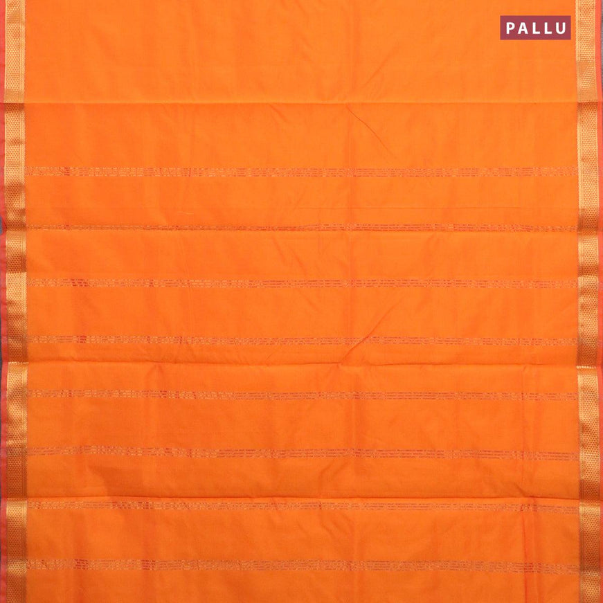 10 yards roopam silk saree orange and dual shade of pinkish orange with plain body and zari woven border without blouse - {{ collection.title }} by Prashanti Sarees