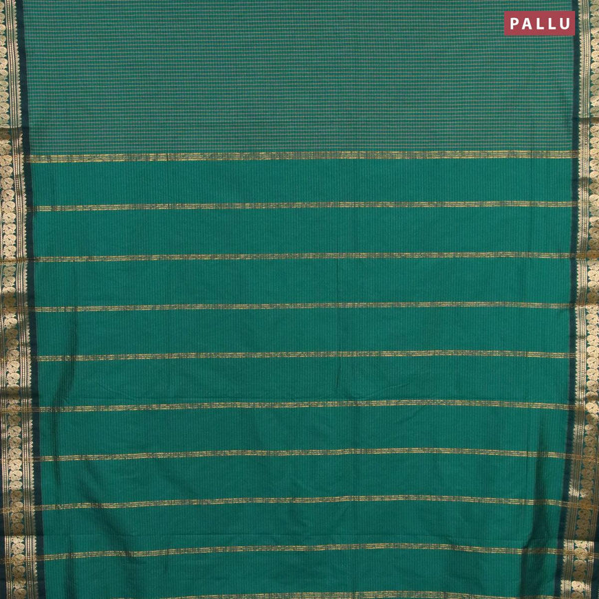 10 yards roopam silk saree peacock green with allover checked pattern and annam zari woven border without blouse - {{ collection.title }} by Prashanti Sarees