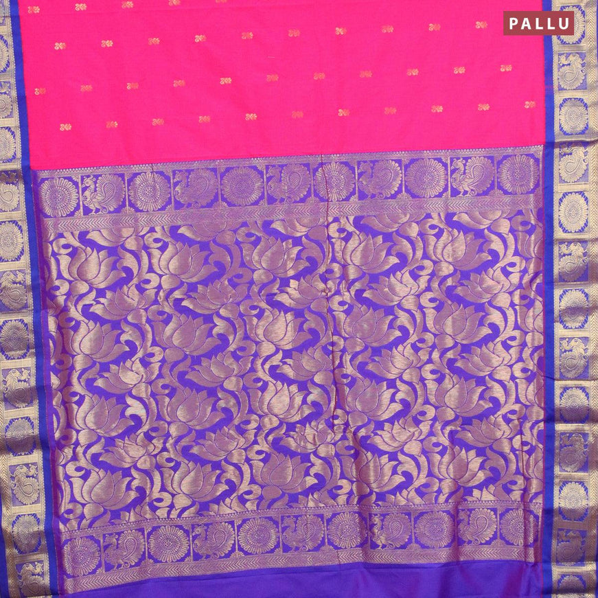 10 yards roopam silk saree pink and blue with zari woven buttas and annam zari woven border without blouse - {{ collection.title }} by Prashanti Sarees