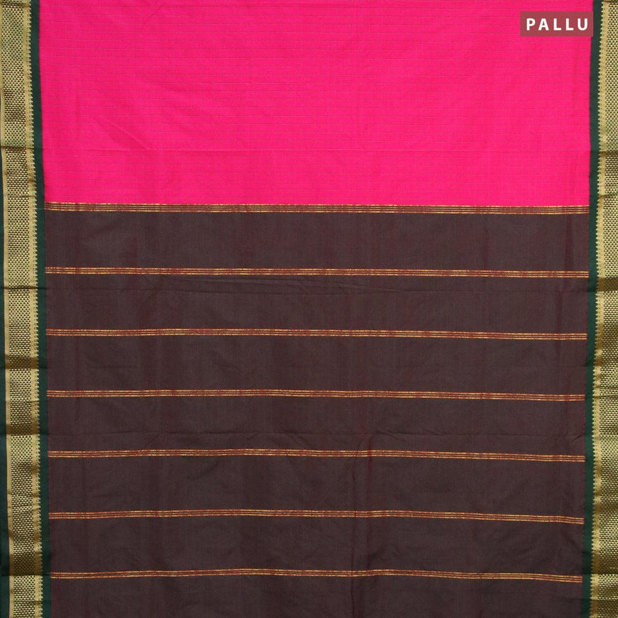 10 yards roopam silk saree pink and green with allover checked pattern and zari woven border without blouse - {{ collection.title }} by Prashanti Sarees