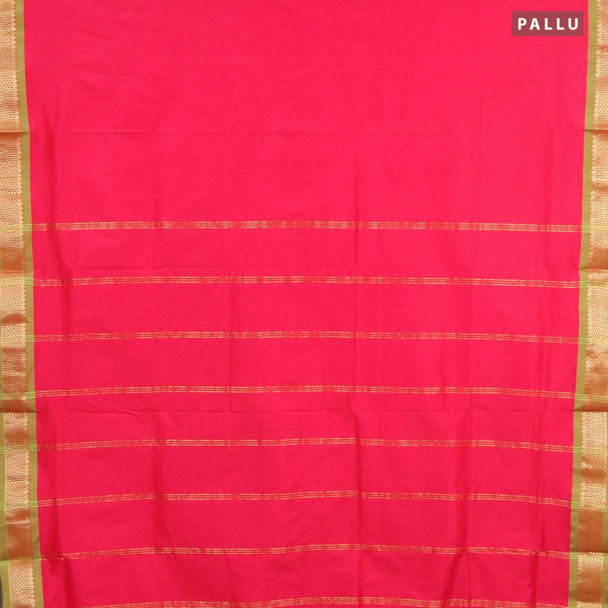 10 yards roopam silk saree pink and light green with plain body and zari woven border without blouse - {{ collection.title }} by Prashanti Sarees