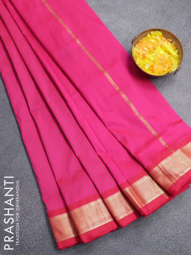 10 yards roopam silk saree pink with allover checked pattern and zari woven border without blouse - {{ collection.title }} by Prashanti Sarees