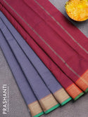 10 yards semi silk cotton saree grey and maroon with plain body and zari woven border without blouse - {{ collection.title }} by Prashanti Sarees