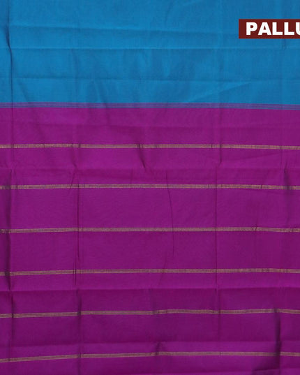 10 yards semi silk saree cs blue and purple with plain body and annam zari woven border without blouse - {{ collection.title }} by Prashanti Sarees