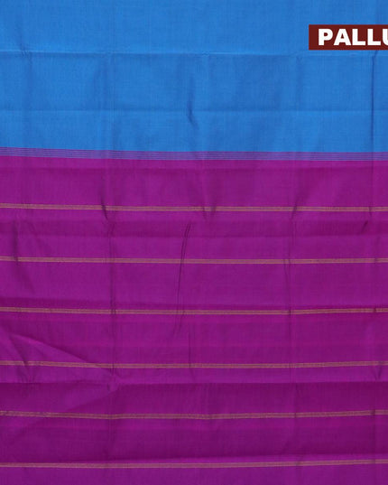 10 yards semi silk saree cs blue and purple with plain body and rudhraksha & annam zari woven border without blouse - {{ collection.title }} by Prashanti Sarees