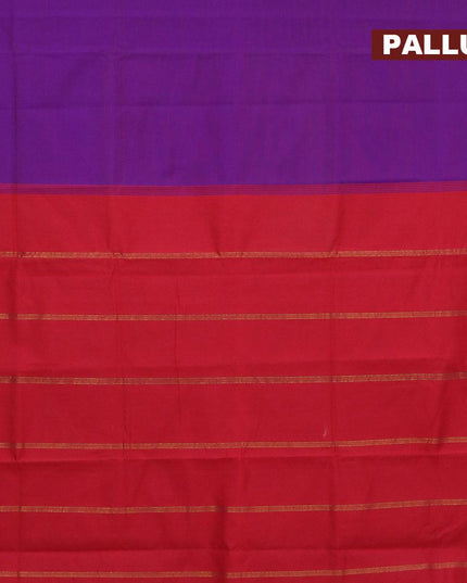 10 yards semi silk saree dual shade of blue and red with plain body and rudhraksha & annam zari woven border without blouse - {{ collection.title }} by Prashanti Sarees