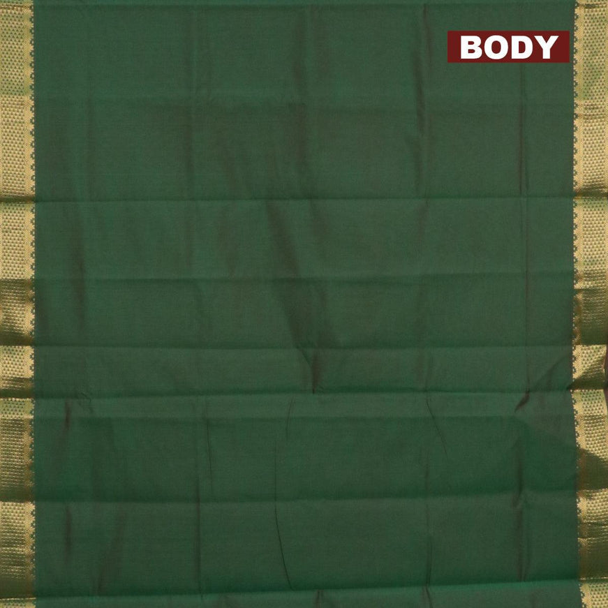 10 yards semi silk saree dual shade of green and dual shade of mustard with plain body and zari woven border without blouse - {{ collection.title }} by Prashanti Sarees