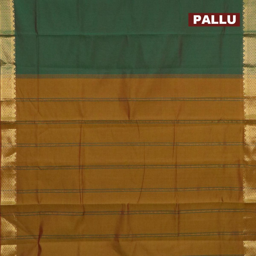 10 yards semi silk saree dual shade of green and dual shade of mustard with plain body and zari woven border without blouse - {{ collection.title }} by Prashanti Sarees