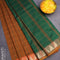 10 yards semi silk saree green and dark mustard with allover checked pattern and temple design zari woven border without blouse - {{ collection.title }} by Prashanti Sarees