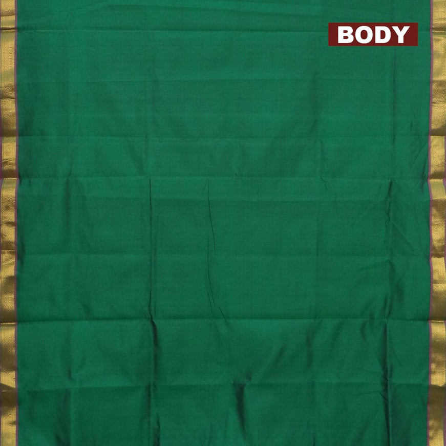 10 yards semi silk saree green and pink with plain body and small zari woven border without blouse - {{ collection.title }} by Prashanti Sarees