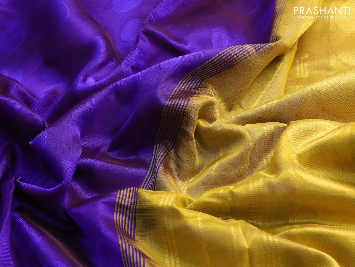 10 yards silk cotton saree blue and yellow with allover self emboss jacquard and zari woven border without blouse - {{ collection.title }} by Prashanti Sarees